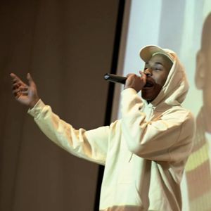 Student Marvin Smith performs at the Silberman school’s creative showcase.